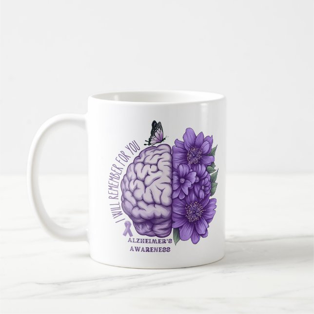 Caneca De Café Sensibilização do Alzheimer Eu lembrarei por você (Esquerda)