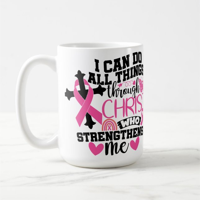 CANECA DE CAFÉ SENSIBILIZAÇÃO E SUPORTE PARA O CANCER ALARGADO (Esquerda)