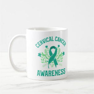 Caneca De Café Sensibilização para o Cancer Cervoso Fita Teal Flo