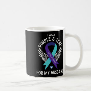 Caneca De Café Sensibilização Suicida Eu Visto Teal E Purple Para