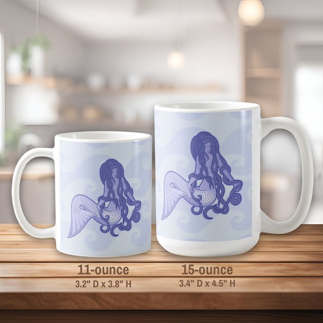Caneca De Café Sentado - Sereia Azul (Criador carregado)