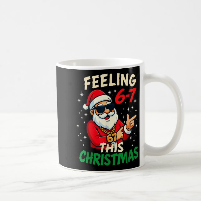 Caneca De Café Sentimento Engraçado 67 Este Natal Seis Sete Meme  (Direita)