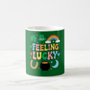 Caneca De Café Sentindo-se Sortudo Dia de São Patrício Amuleto Tr