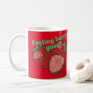 Caneca De Café SENTIR-SE BEM fruta de morango engraçada