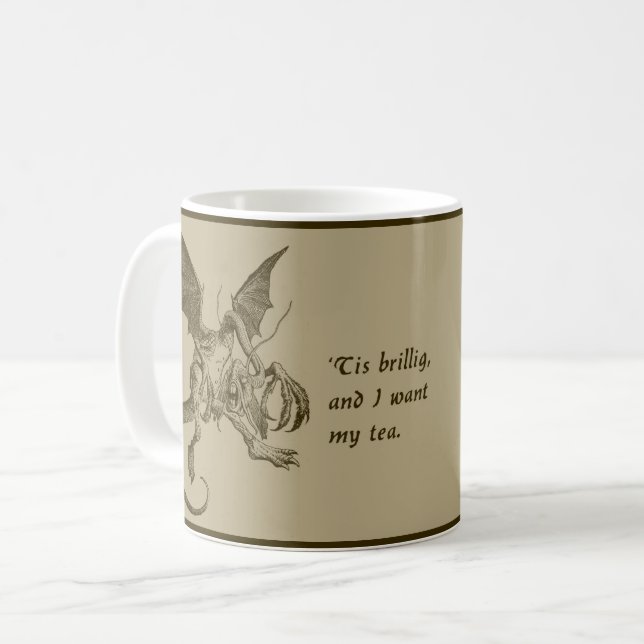 Caneca De Café Sepia Jabberwock Coffee Mug (Frente Esquerda)