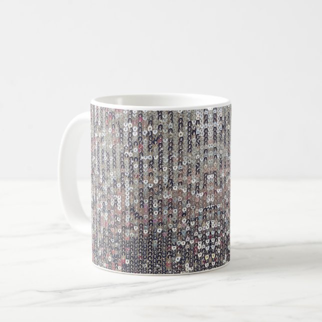 Caneca De Café Sequência Elegante de cristal branco rosa prata (Frente Esquerda)