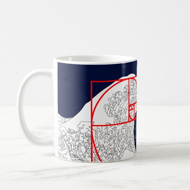 Caneca De Café Sequência Fibonacci e a onda do Excelente (Esquerda)