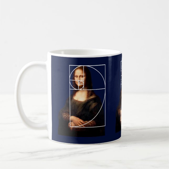 Caneca De Café Sequência Fibonacci Leonardo da Vinci Mona Lisa (Esquerda)