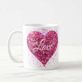 Caneca De Café Sequências cintilantes cor-de-rosa namorados de am