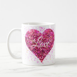 Caneca De Café Sequências cintilantes cor-de-rosa namorados de am
