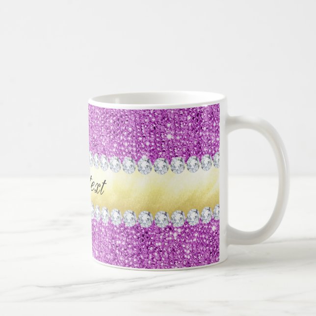 Caneca De Café Sequências Roxas: Folha de Ouro e Diamantes (Direita)