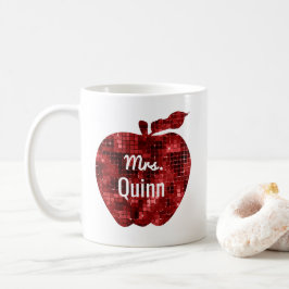 Caneca De Café Sequin Glam Apple vermelho do falso do professor