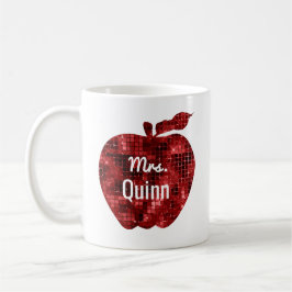 Caneca De Café Sequin Glam Apple vermelho do falso do professor
