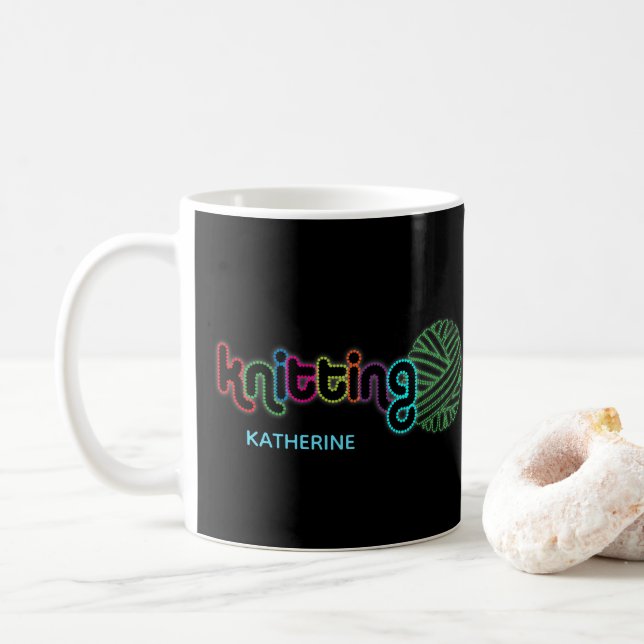 Caneca De Café Sequin Glow Knitting (Com Donut)