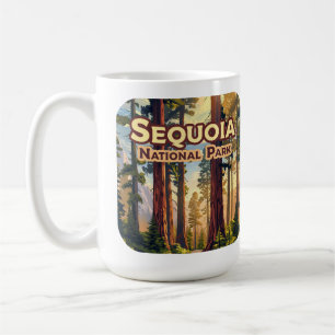 Caneca De Café Sequoia National Park California Tree Retro