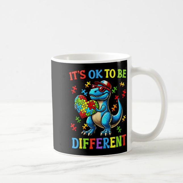 Caneca De Café Ser Diferente Dinossauro Conscientização do Autism (Direita)