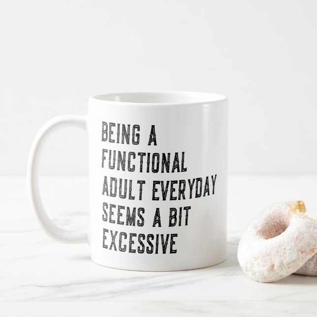 Caneca De Café Ser Um Adulto Funcional Adulto Adulta Humor Diaria (Com Donut)