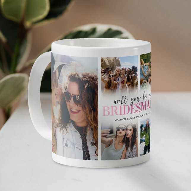Caneca De Café Será Minha Dama de Honra Colagem de Fotos (Criador carregado)
