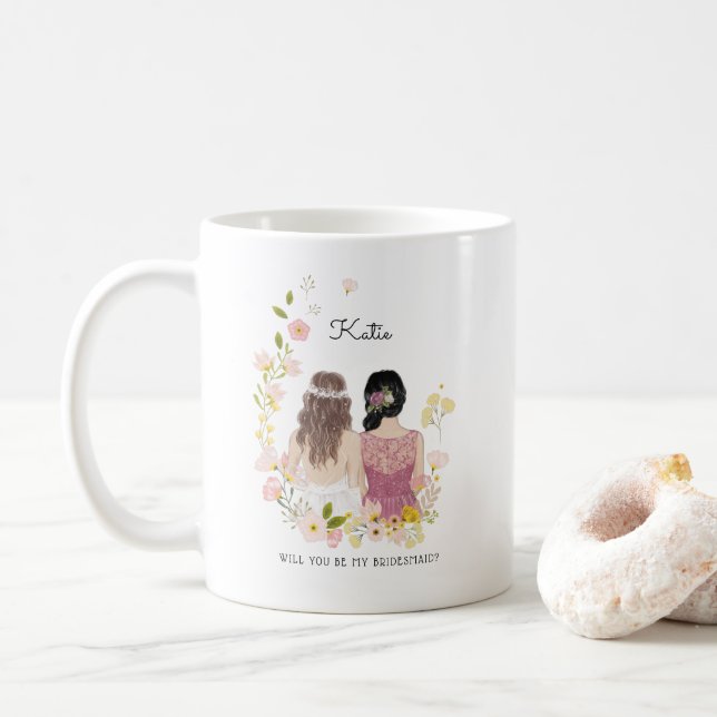 Caneca De Café Será que você será minha proposta de Madrinha de c (Com Donut)