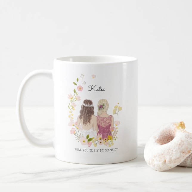 Caneca De Café Será que você será minha proposta de Madrinha de c (Com Donut)
