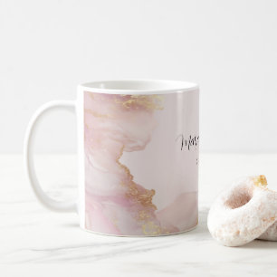 Caneca De Café Seraphina Pink e Dourada Mug