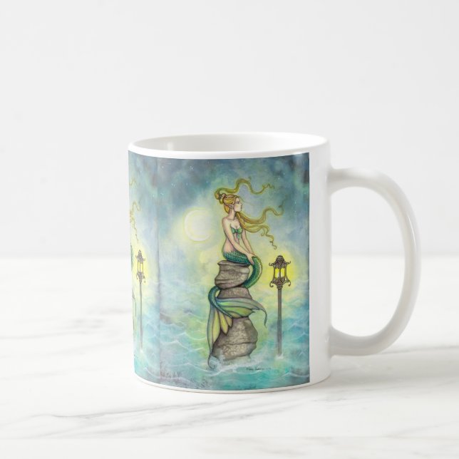 Caneca De Café Sereia Adorável com Lua e Lanterna (Direita)
