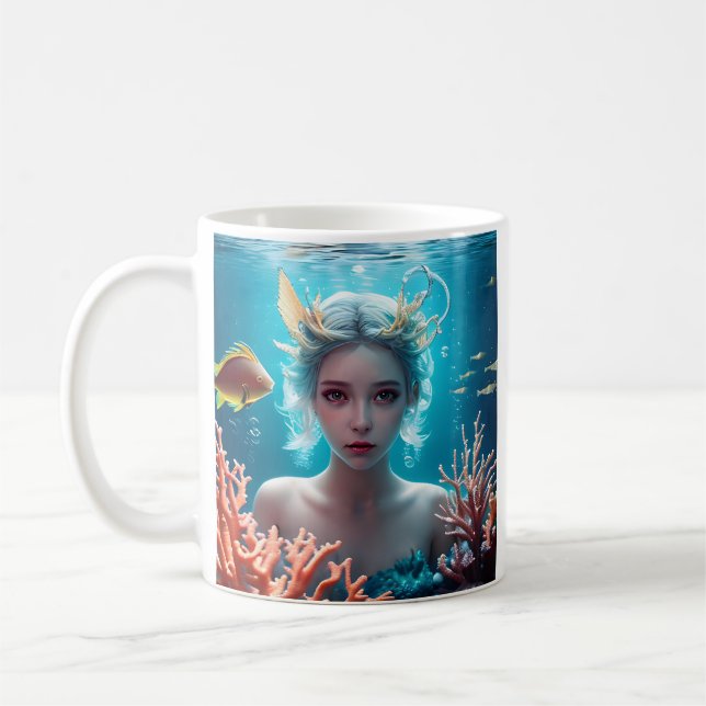Caneca De Café Sereia Bonita Sob a Água (Esquerda)