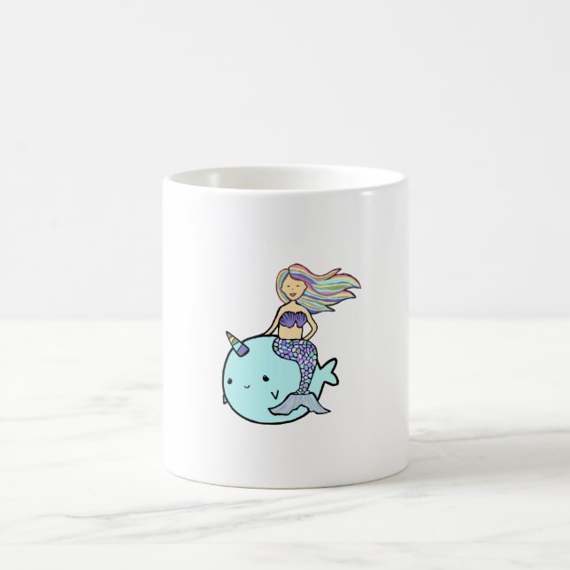 Caneca De Café Sereia com Cabelo Arco-Íris Pet Narwal (Centro)