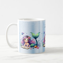 Caneca De Café Sereia de Aquarela Vida Marinha Bonito e Belo