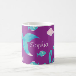 Caneca De Café Sereia Debaixo do Mar Pastel Roxo