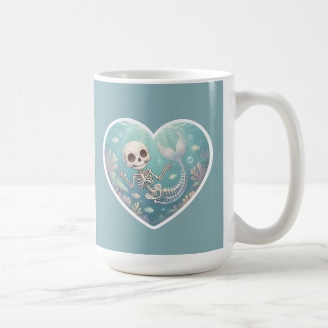 Caneca De Café Sereia Esqueleto em Cena Subaquática (Direita)