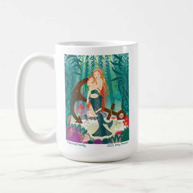 Caneca De Café Sereia Família (ruivas) (Esquerda)