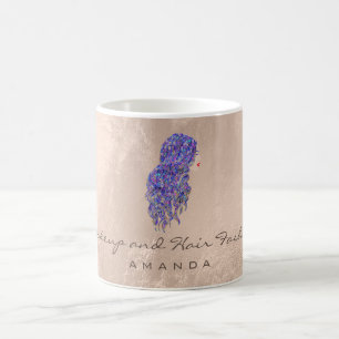 Caneca De Café Sereia Hairdresser Makeup Artista marfim Roxo