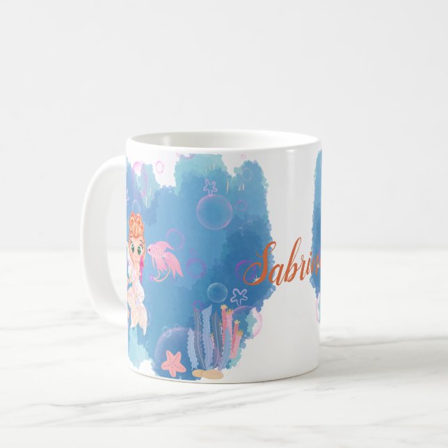 Caneca De Café Sereia Personalizada (Frente Esquerda)