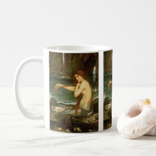 Caneca De Café Sereia por John William Waterhouse (Com Donut)