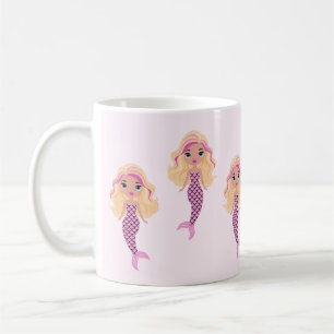 Caneca De Café Sereia Rosa Adorável