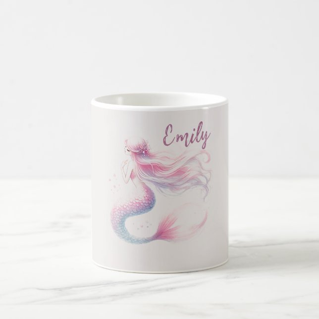 Caneca De Café Sereia Rosa Personalizada - Sereia - Nome Personal (Centro)