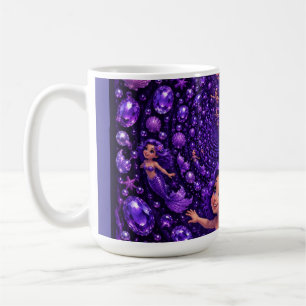 Caneca De Café Sereia Roxa Joia Espiral Arte Fantasia