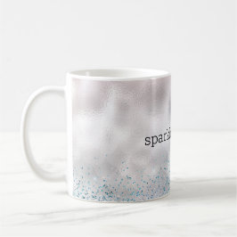 Caneca De Café Sereia Silver Confetti Aqua Rosa Brilhante