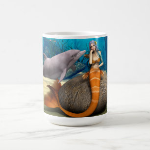 Caneca De Café Sereia Triste e Golfinho