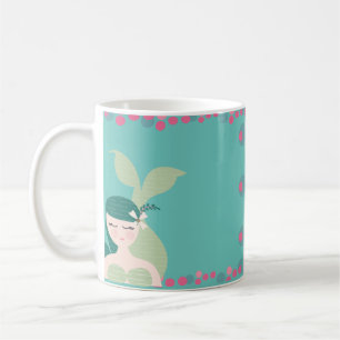 Caneca De Café Sereias Adormecidas Bolhas Azul-Verde Rosa