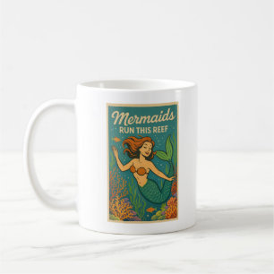 Caneca De Café Sereias Dominam Este Recife   Peixe Coral Retro En