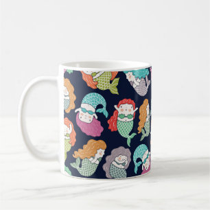 Caneca De Café Sereias: padrão balançoso e contínuo.