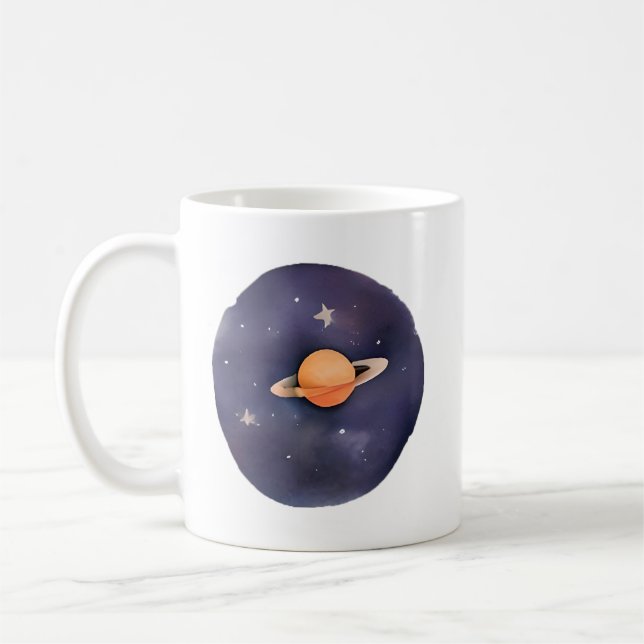 Caneca De Café Serenata de Saturno: Cores Cósmicas (Esquerda)