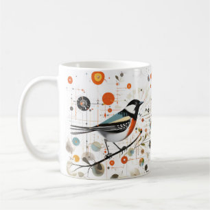 Caneca De Café Serene Bird em Ramificação em Círculos Harmoniosos