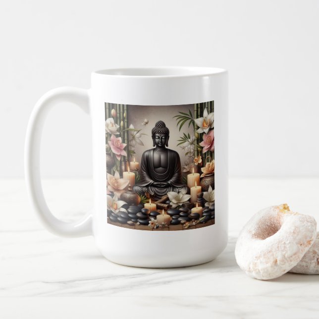 Caneca De Café Serene Buddha em Prayer Mug (Com Donut)