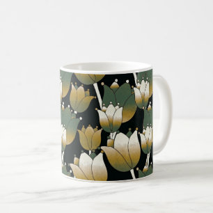 Caneca De Café Serene Green Floral Elegance