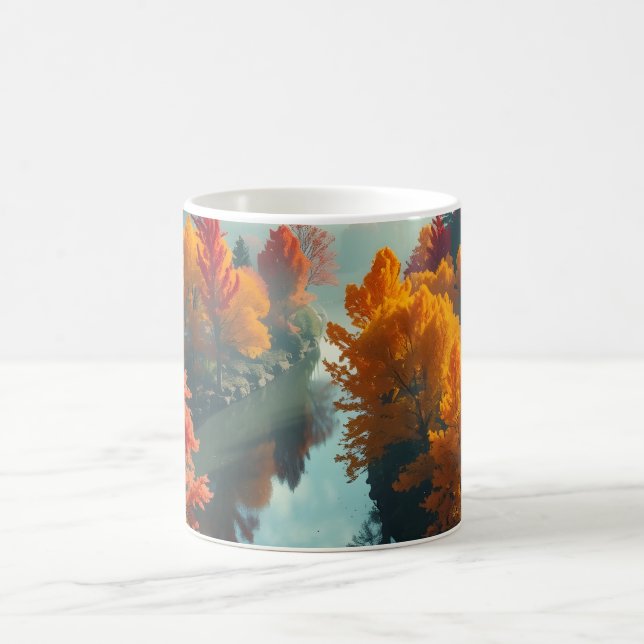 Caneca De Café Serene River Shore Reflection Nature Art (Centro)