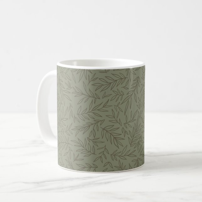 Caneca De Café Serene Sage Green | Tone-on-Tone da Floresta Profu (Frente Esquerda)