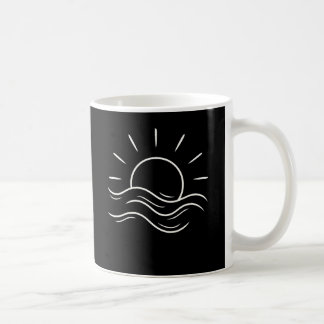 Caneca De Café Serene Sunrise Sobre As Ondas Oceânicas